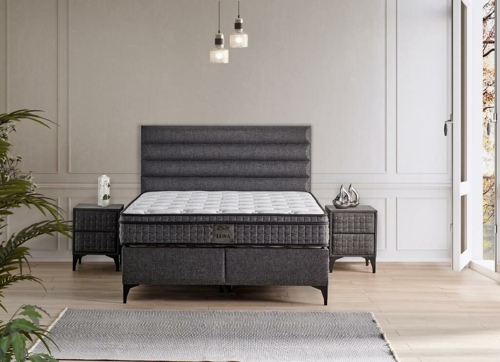 Luna 100x200 Tek Kişilik Yatak, Baza, Başlık Seti MYB1313B