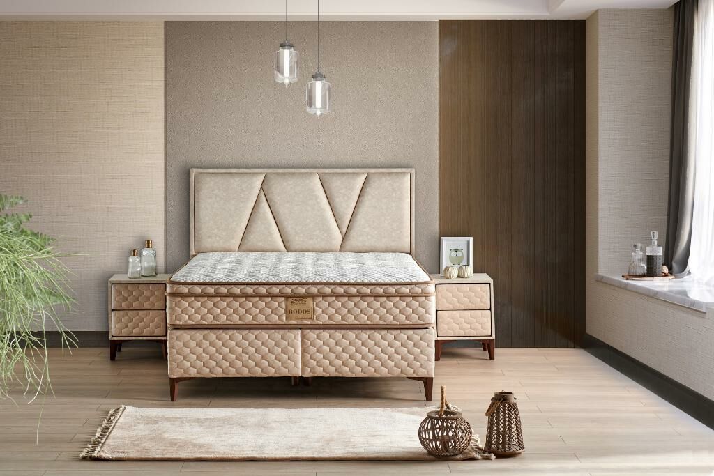 Rodos 150x200 Çift Kişilik Yatak, Baza, Başlık Seti MYB1325A