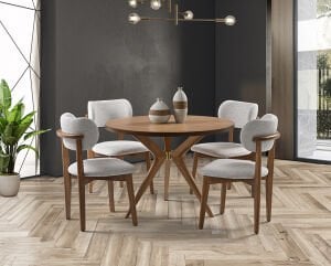 Begüm Nature Yuvarlak Masa & Atlas Ceviz Sandalye Takımı HDR1207