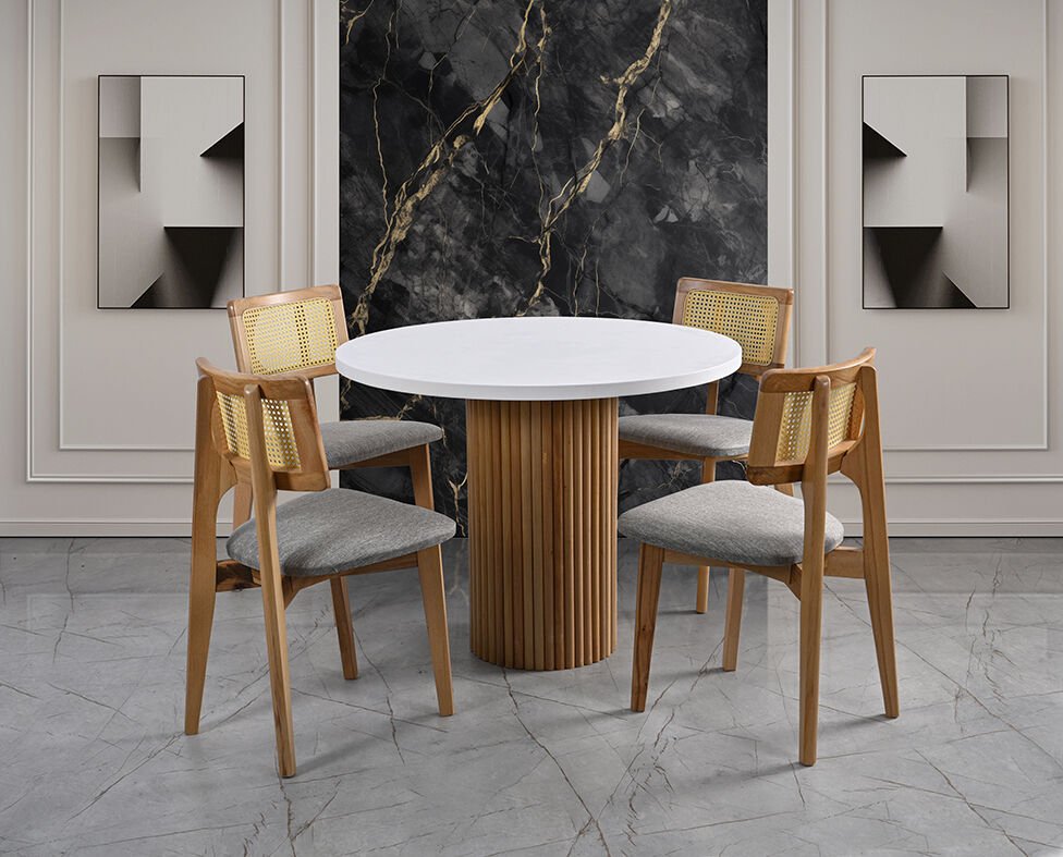 Polo Yuvarlak Masa & Yonca Hasırlı Sandalye Takımı HDR1210