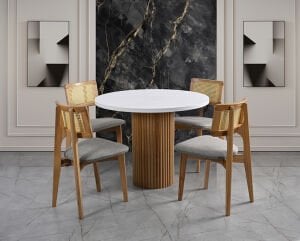 Polo Yuvarlak Masa & Yonca Hasırlı Sandalye Takımı HDR1210