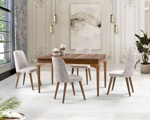 Avangard Ceviz Masa & Valenta Ceviz Sandalye Takımı HDR1220