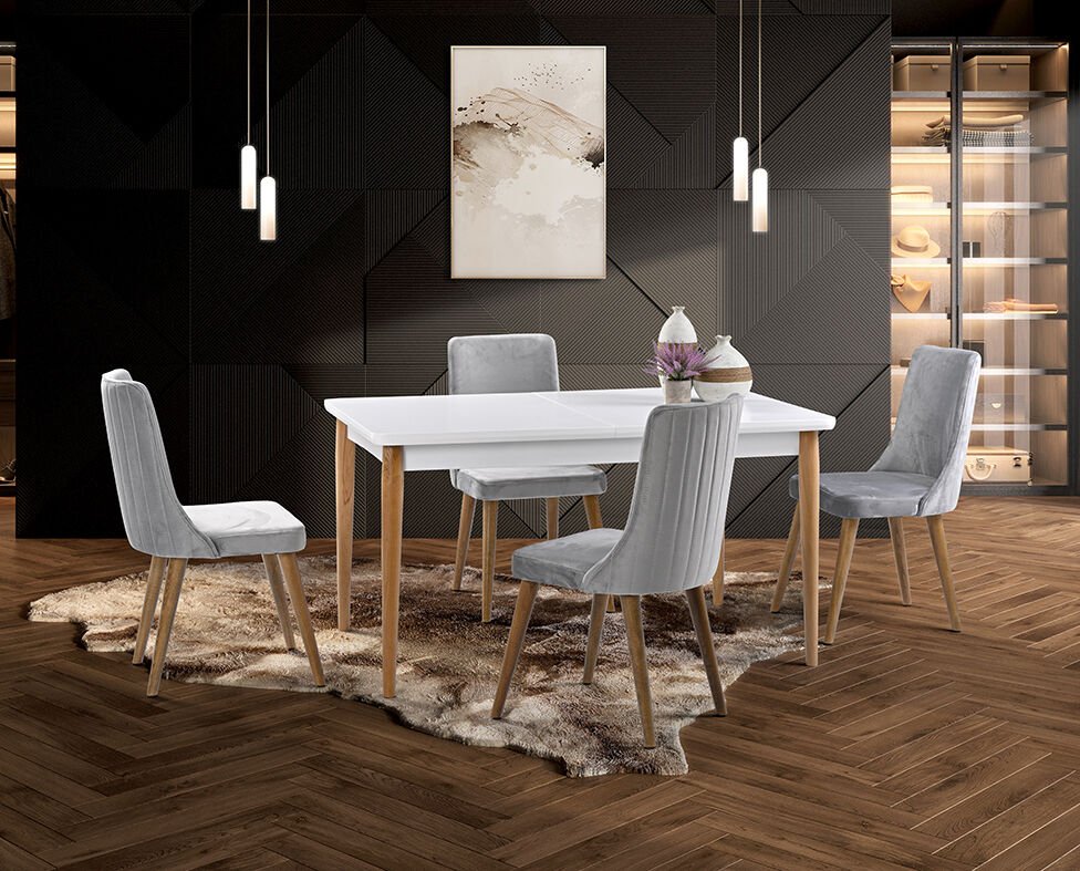 Valenta Beyaz Masa & Patrik Sandalye Takımı HDR1221