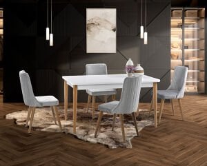 Valenta Beyaz Masa & Patrik Sandalye Takımı HDR1221