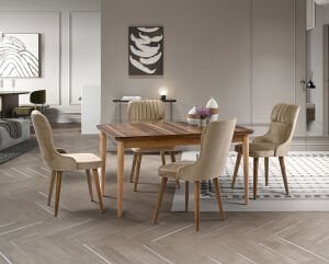 Valenta Ceviz Masa & Lizbon Sandalye Takımı HDR1222