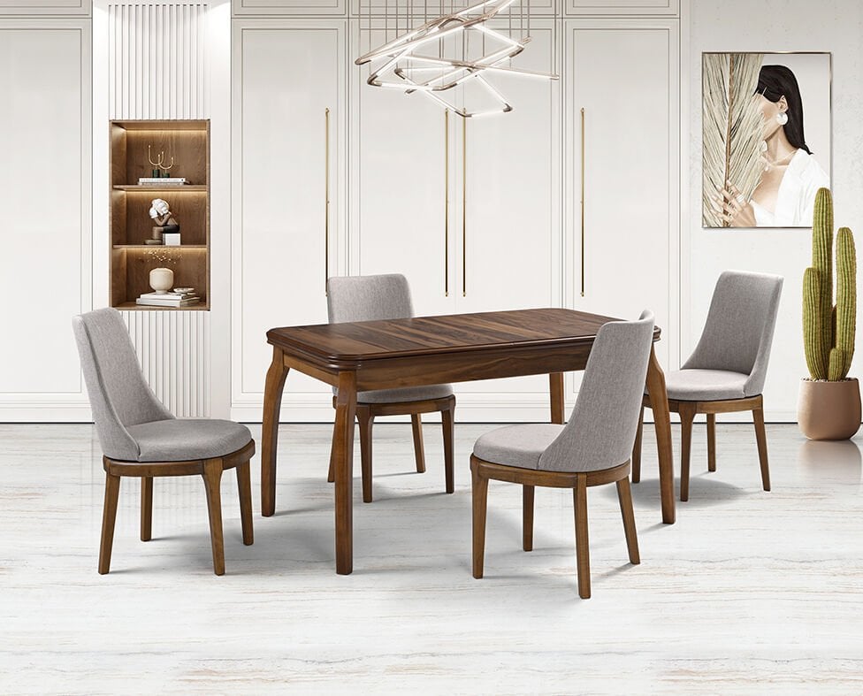 Nil Ceviz Masa & Klasik Sandalye Takımı HDR1224