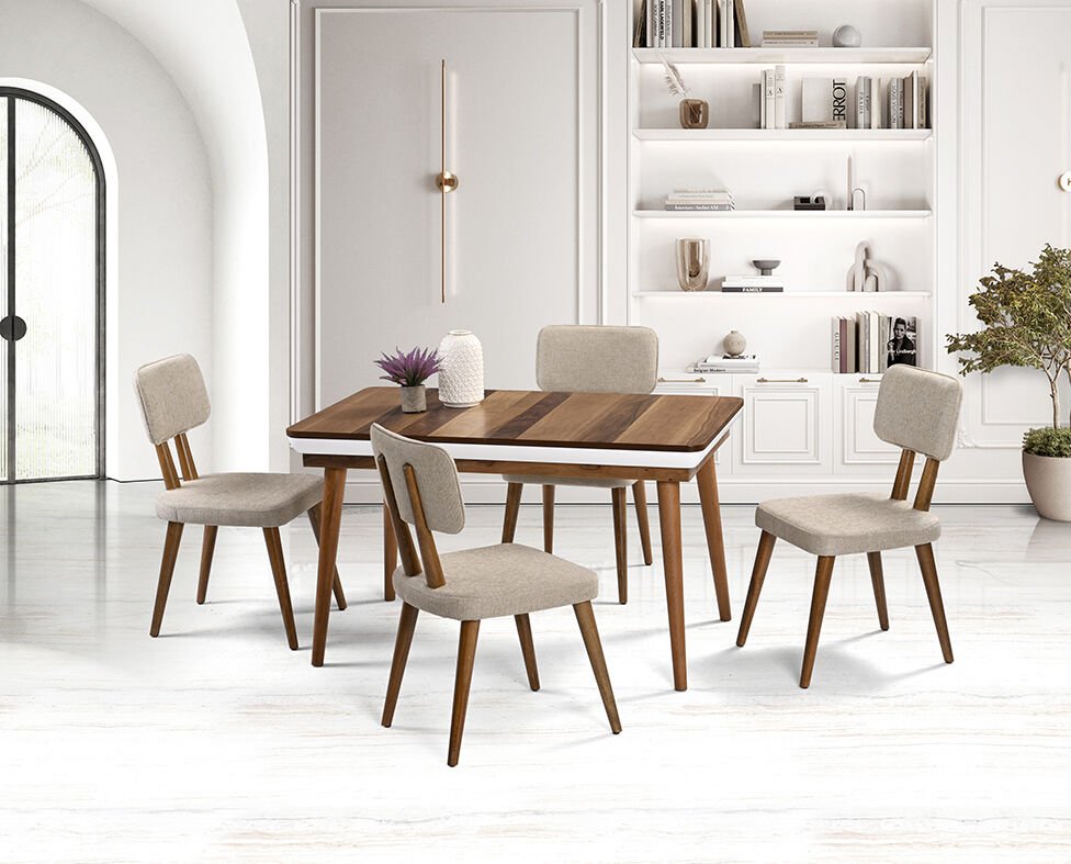 Hera Ceviz Masa & Derin Sandalye Takımı HDR1225