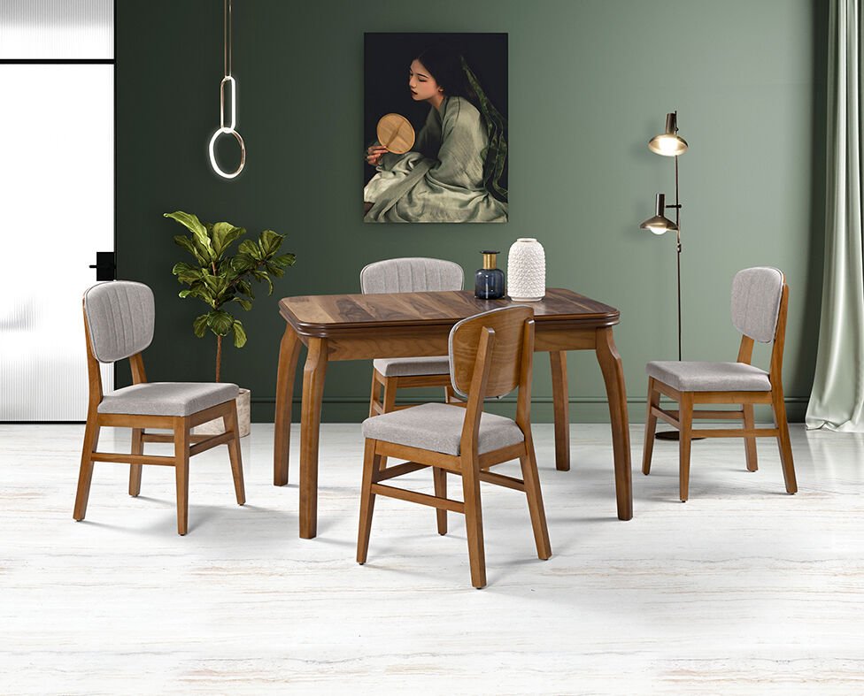 Manolya Ceviz Masa & Manolya Ceviz Sandalye Takımı HDR1237