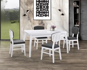 Manolya Beyaz Masa & Manolya Beyaz Sandalye Takımı HDR1238