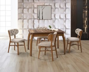 Manolya Ceviz Masa & Kartal Ceviz Sandalye Takımı HDR1239