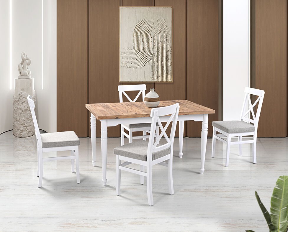 Rustik Ceviz Masa & Rustik Sandalye Takımı HDR1240