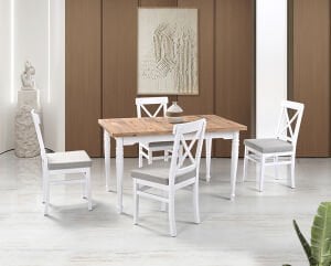 Rustik Ceviz Masa & Rustik Sandalye Takımı HDR1240