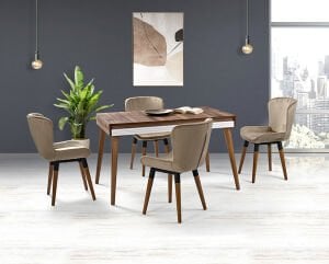 Simena Ceviz Masa & Kuğu Sandalye Takımı HDR1242