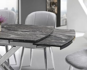 Galata Siyah Mermer Masa & Milas Krom Sandalye Takımı HDR1247