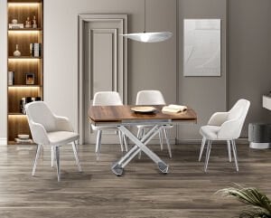 Galata Ceviz Masa & Lotus Krom Sandalye Takımı HDR1248