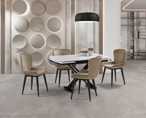 Galata Beyaz Masa & Kuğu Siyah Sandalye Takımı HDR1251