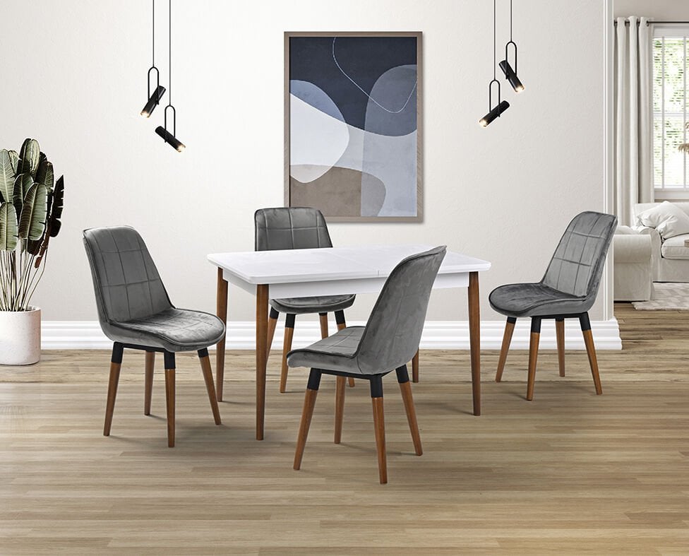 Mix Beyaz Masa & Gamze Sandalye Takımı HDR1257