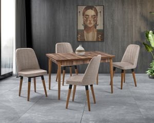 Mix Ceviz Masa & Dolunay Ceviz Sandalye Takımı HDR1259