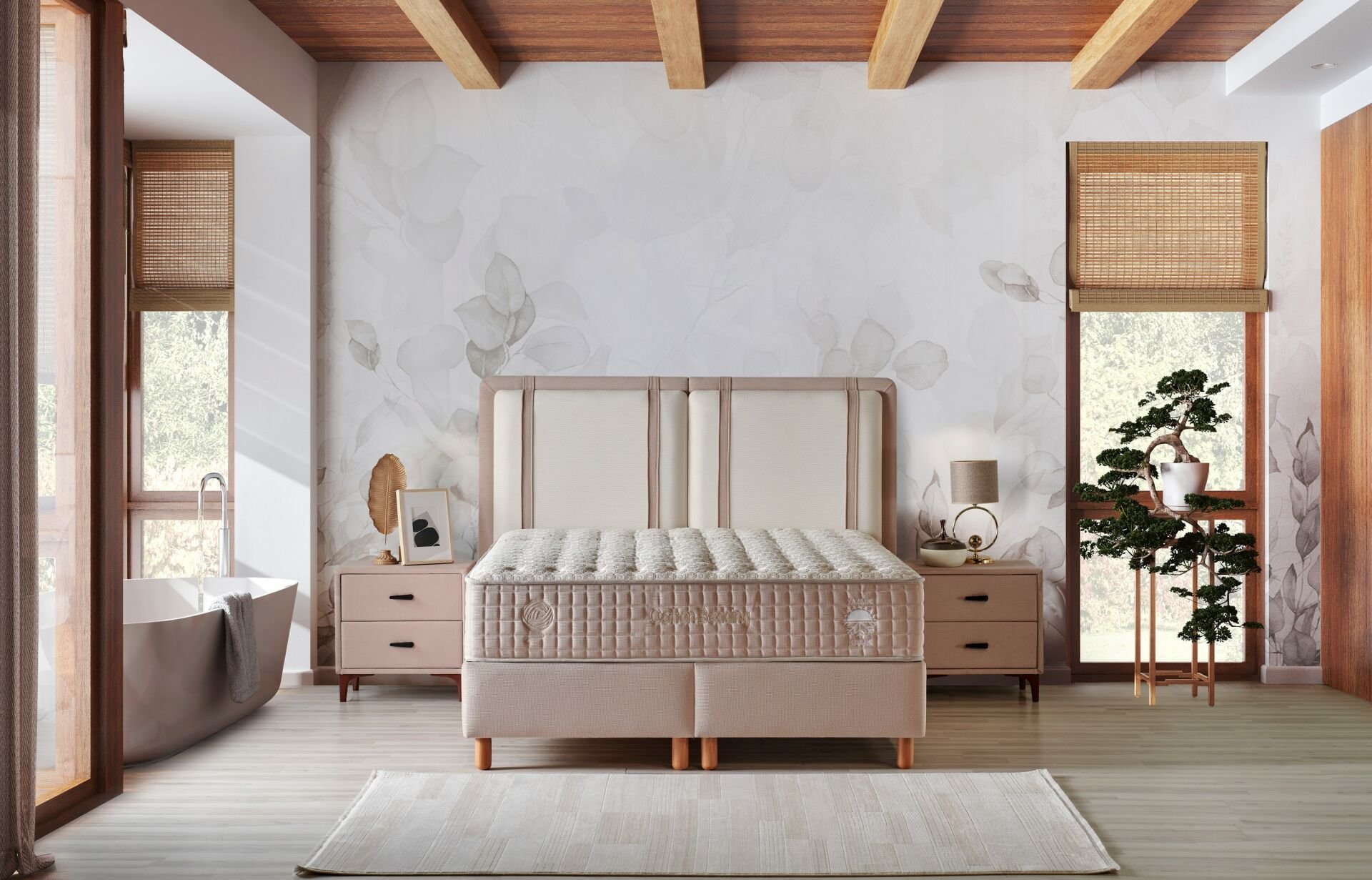 Valentino 140 x 190 Çift Kişilik Yatak, Baza, Başlık Seti CB3302