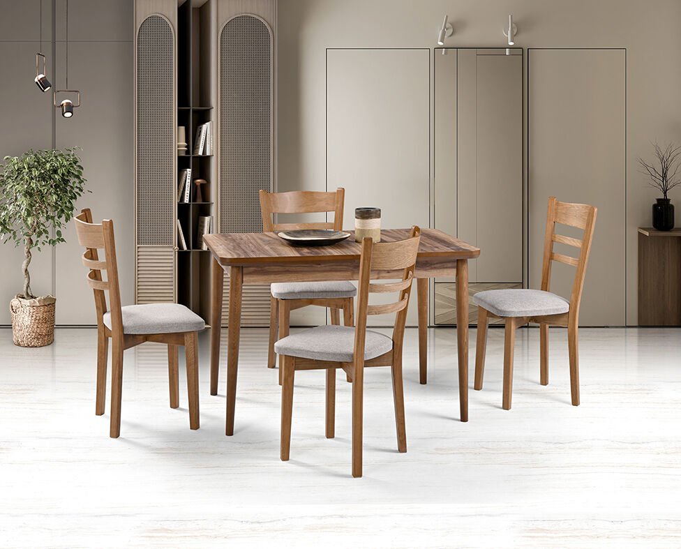 Zen Ceviz Masa & Tepeli Sandalye Takımı HDR1266