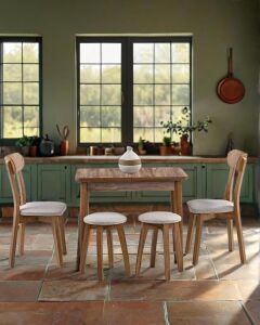 İzmir Ceviz Masa & İzmir Sandalye & Tabure Takımı HDR1270