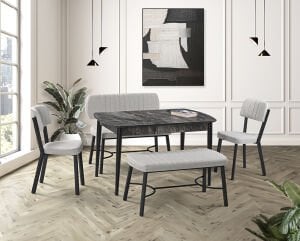 Vegas Siyah Mermer Masa & Ceyda Siyah Benç Takımı Takımı HDR1275