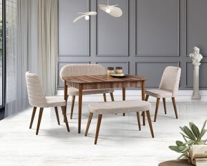 Vegas Ceviz Masa & Kısmet Benç Takımı Takımı HDR1276