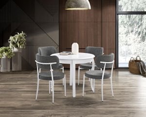 Luna Beyaz Yuvarlak Masa & Atlas Beyaz Sandalye Takımı HDR1277