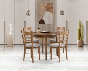 Luna Ceviz Yuvarlak Masa & Tepeli Sandalye Takımı HDR1278