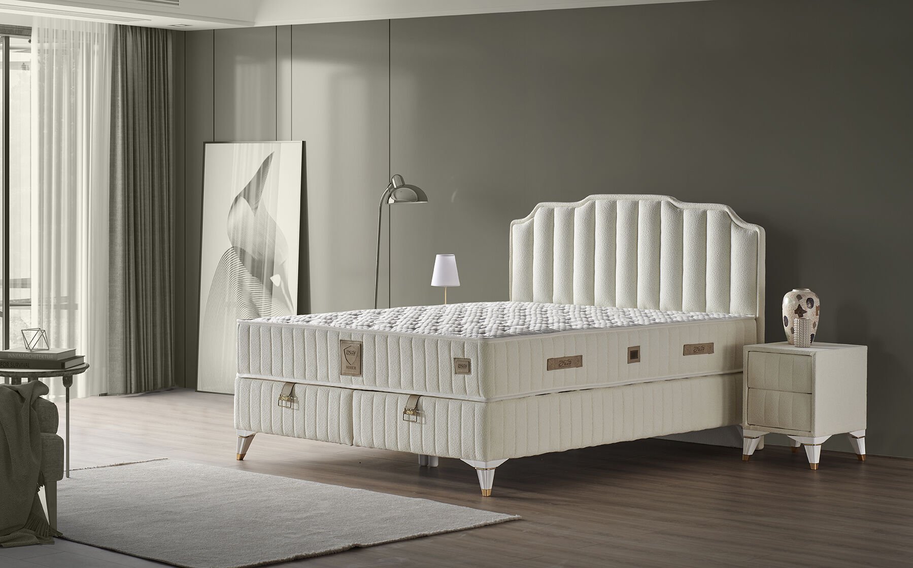 Safir 150x200 Çift Kişilik Yatak, Baza, Başlık Seti