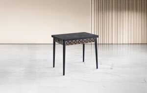 Büyüyen 4 Sandalyeli Masa Takımı Siyah Mermer TN0644