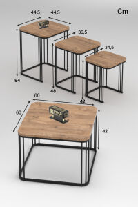 MD Alize Sehpa Seti Çam Kahverengi 4'lü
