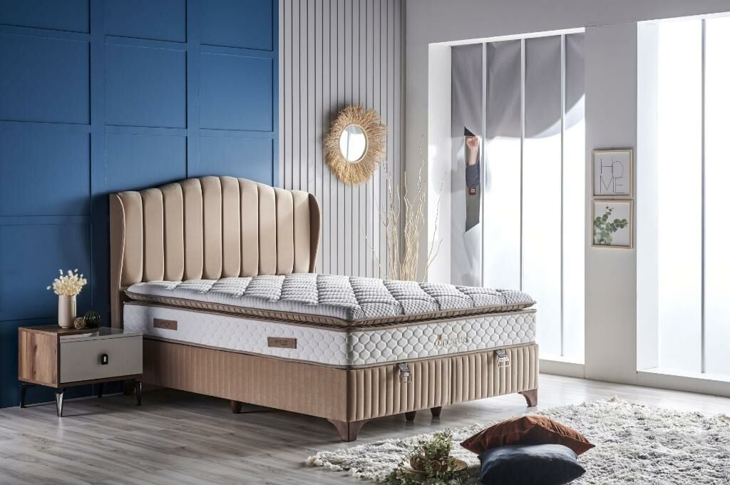Cotton Plus Mink 160x200 Double Mattress, Divan Base, Headboard Set CB2001