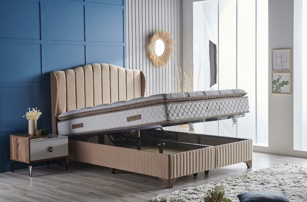 Cotton Plus Mink 160x200 Double Mattress, Divan Base, Headboard Set CB2001