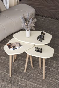 MD Trio Zigon Sehpa Ekru 3'lü