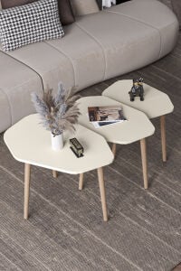 MD Trio Zigon Sehpa Ekru 3'lü