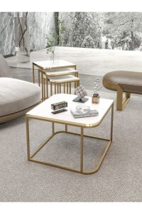 MD Damla Sehpa Seti Beyaz Gold