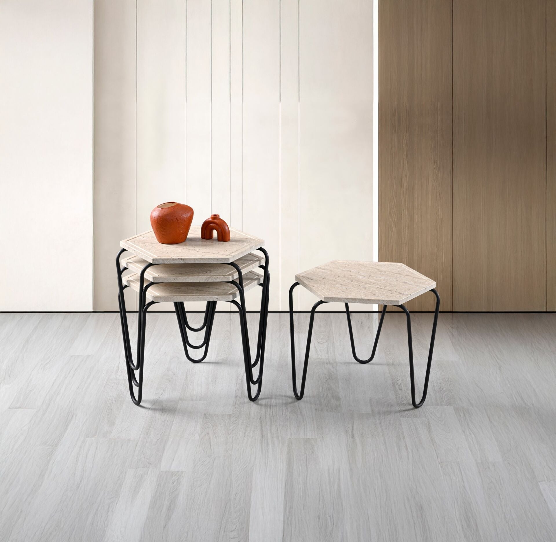 Piramit Zigon Sehpa Traverten TN0659