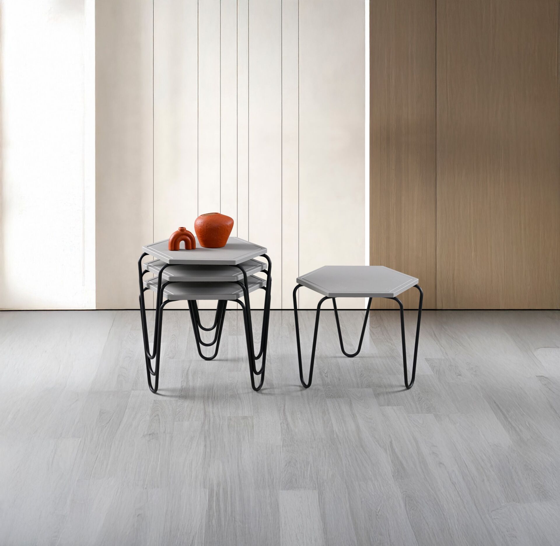 Piramit Zigon Sehpa Gri TN0660