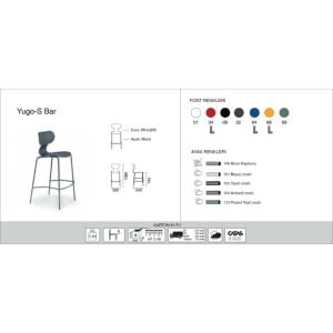 Yugo-S Bar Antrasit - Krom Kaplama Bar Sandalyesi PPT1664