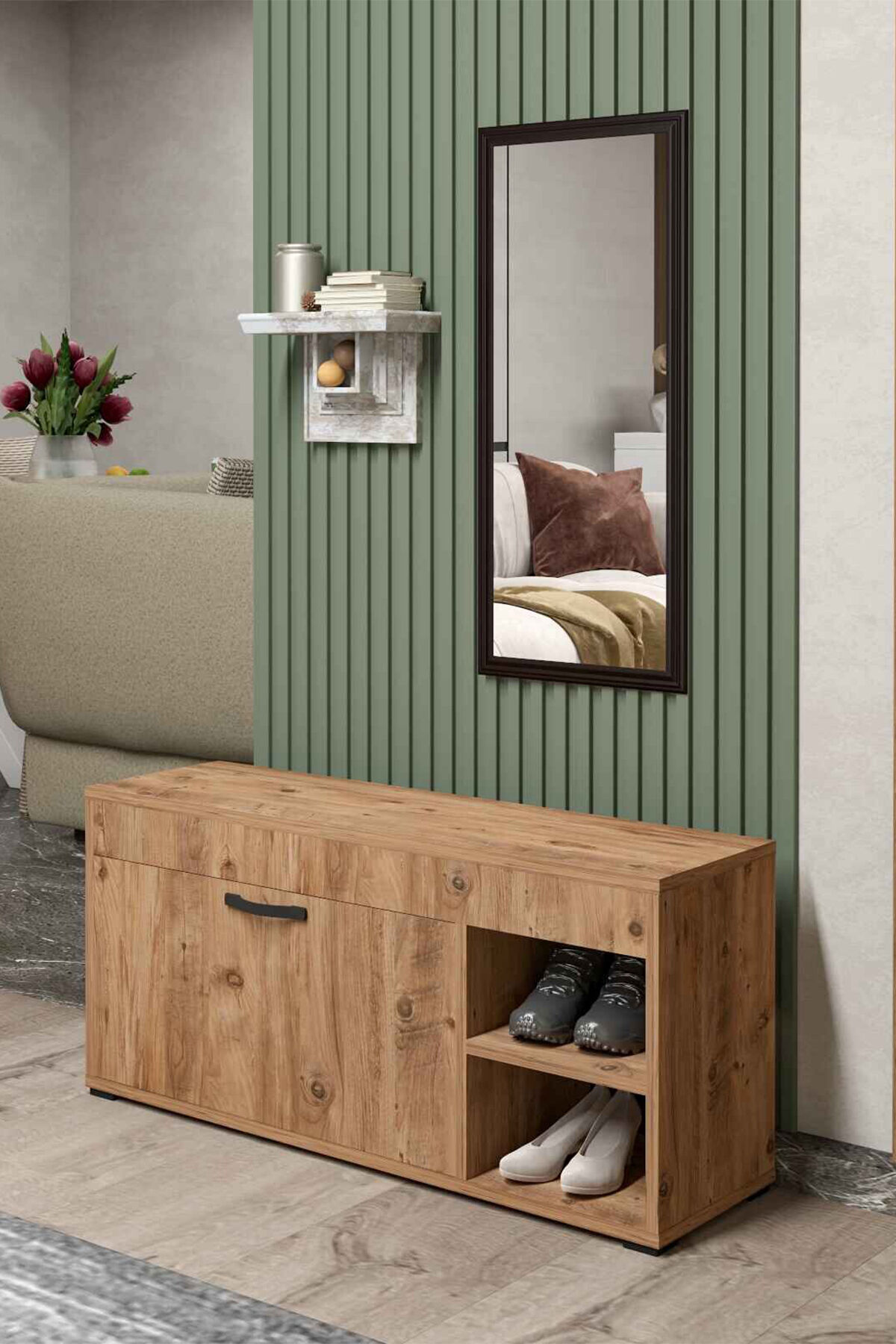 MD Shoe Cabinet Brown 90 cm