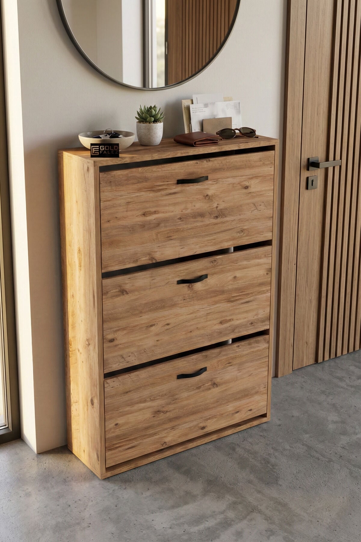 MD Drop-Down Door Shoe Cabinet Brown 74 cm
