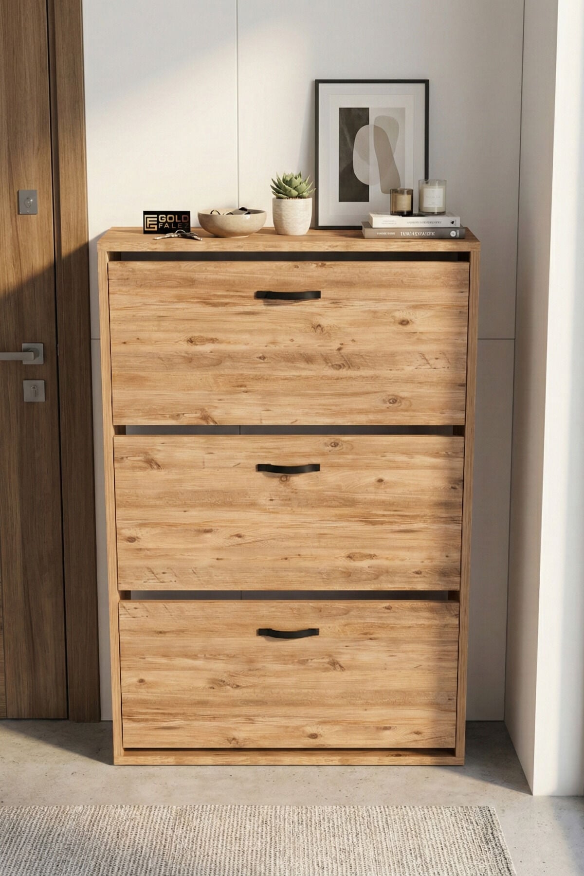 MD Drop-Down Door Shoe Cabinet Brown 74 cm