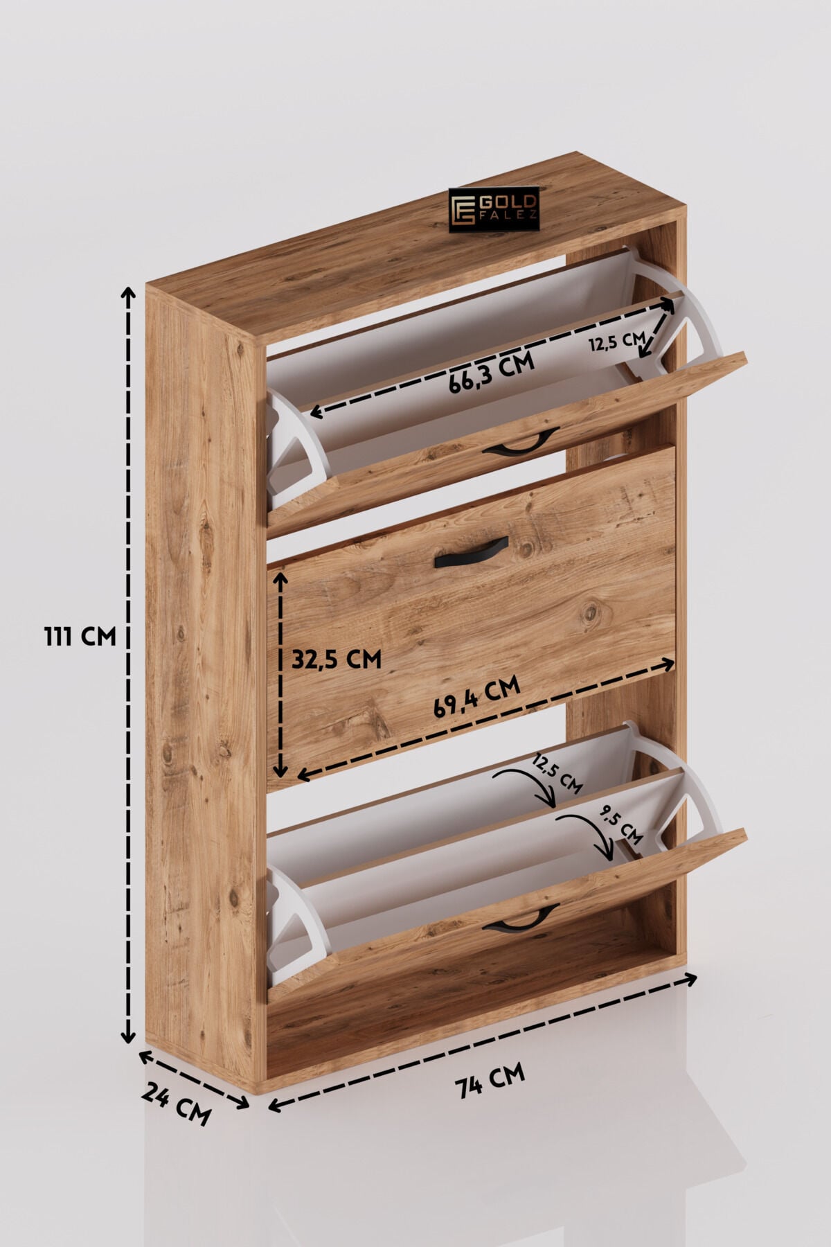 MD Drop-Down Door Shoe Cabinet Brown 74 cm