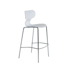Yugo-S Bar Beyaz - Krom Kaplama Bar Sandalyesi PPT1668