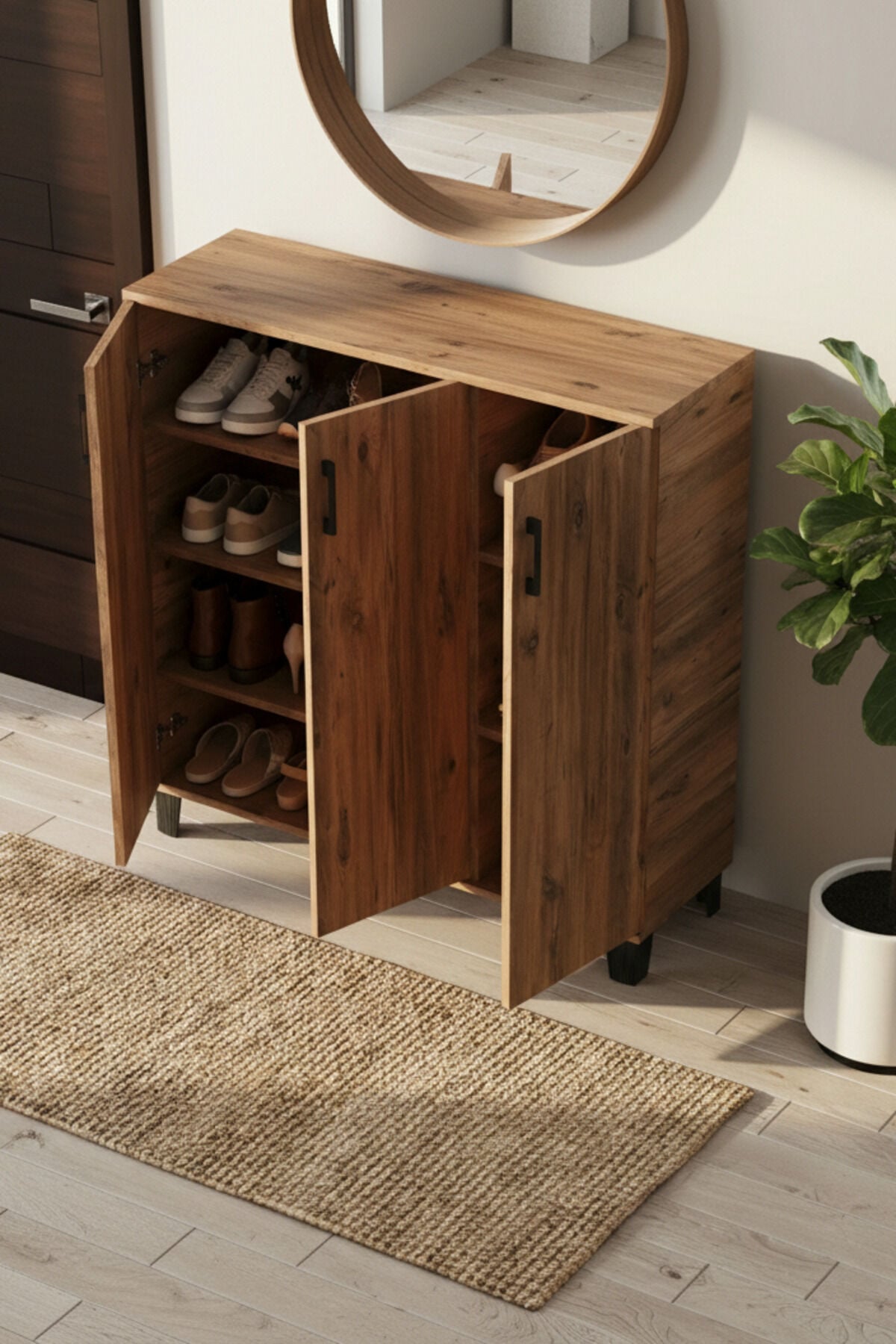 MD Shoe Cabinet Brown 105 cm