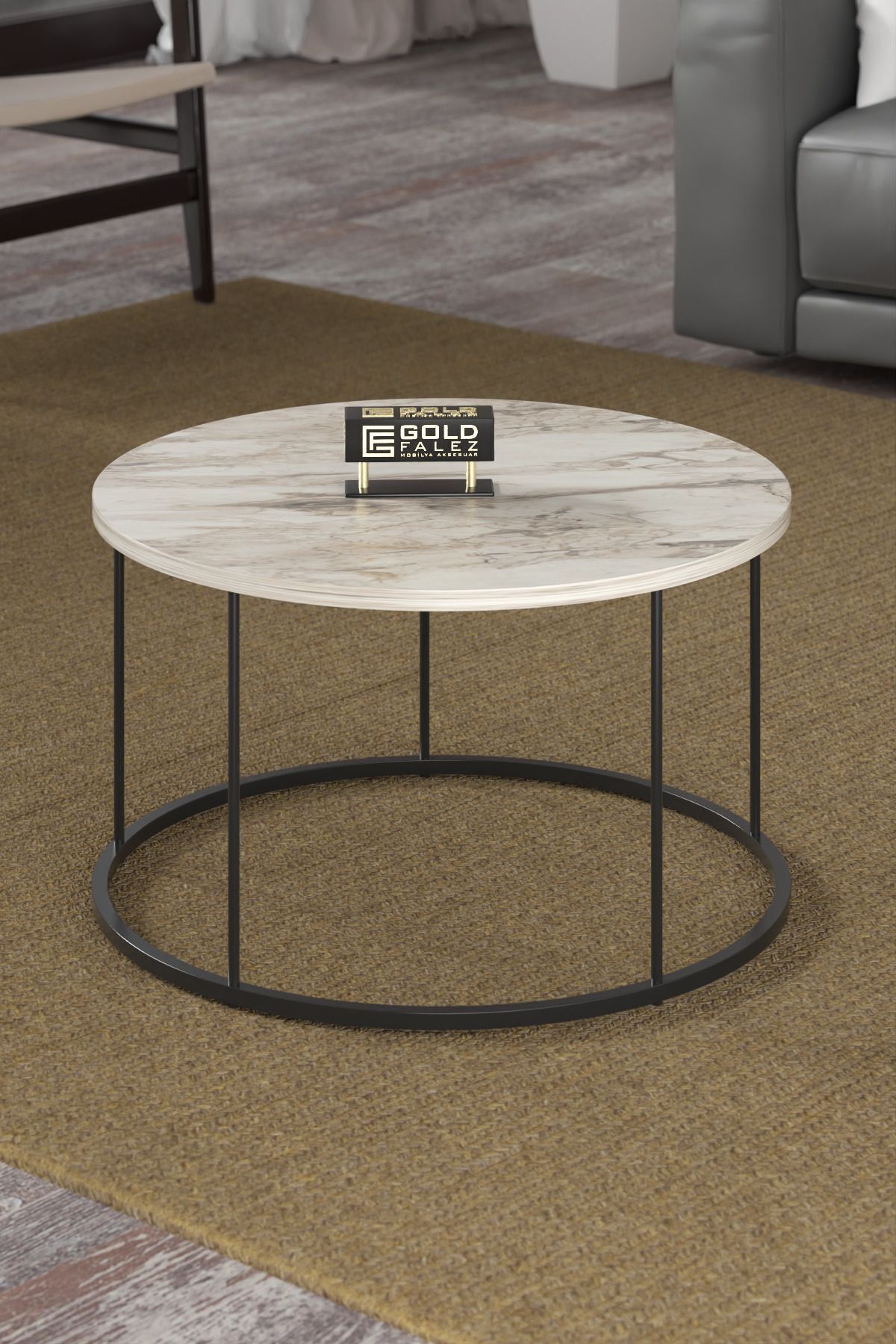 MD C Nesting Table Set White Marble 4-piece