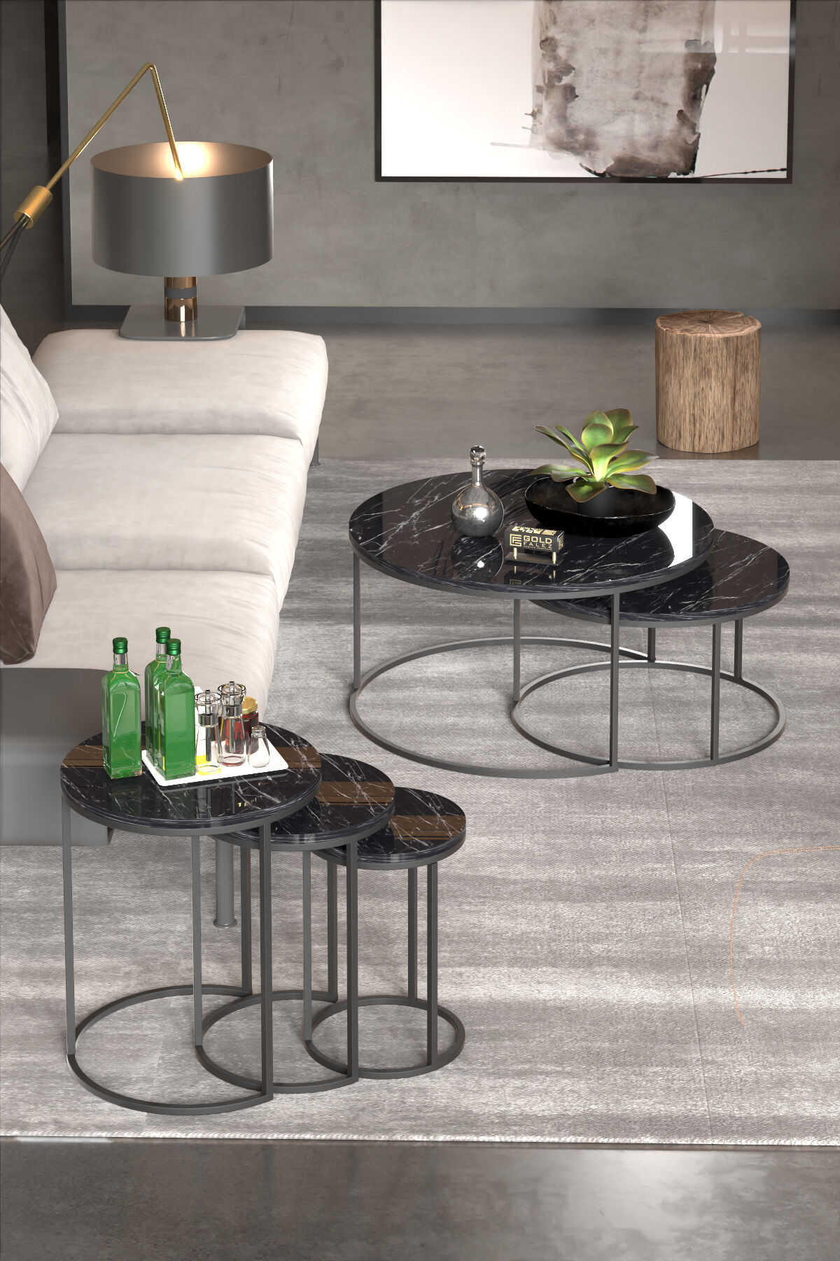 MD C Nesting Coffee Table Set Black 5-piece