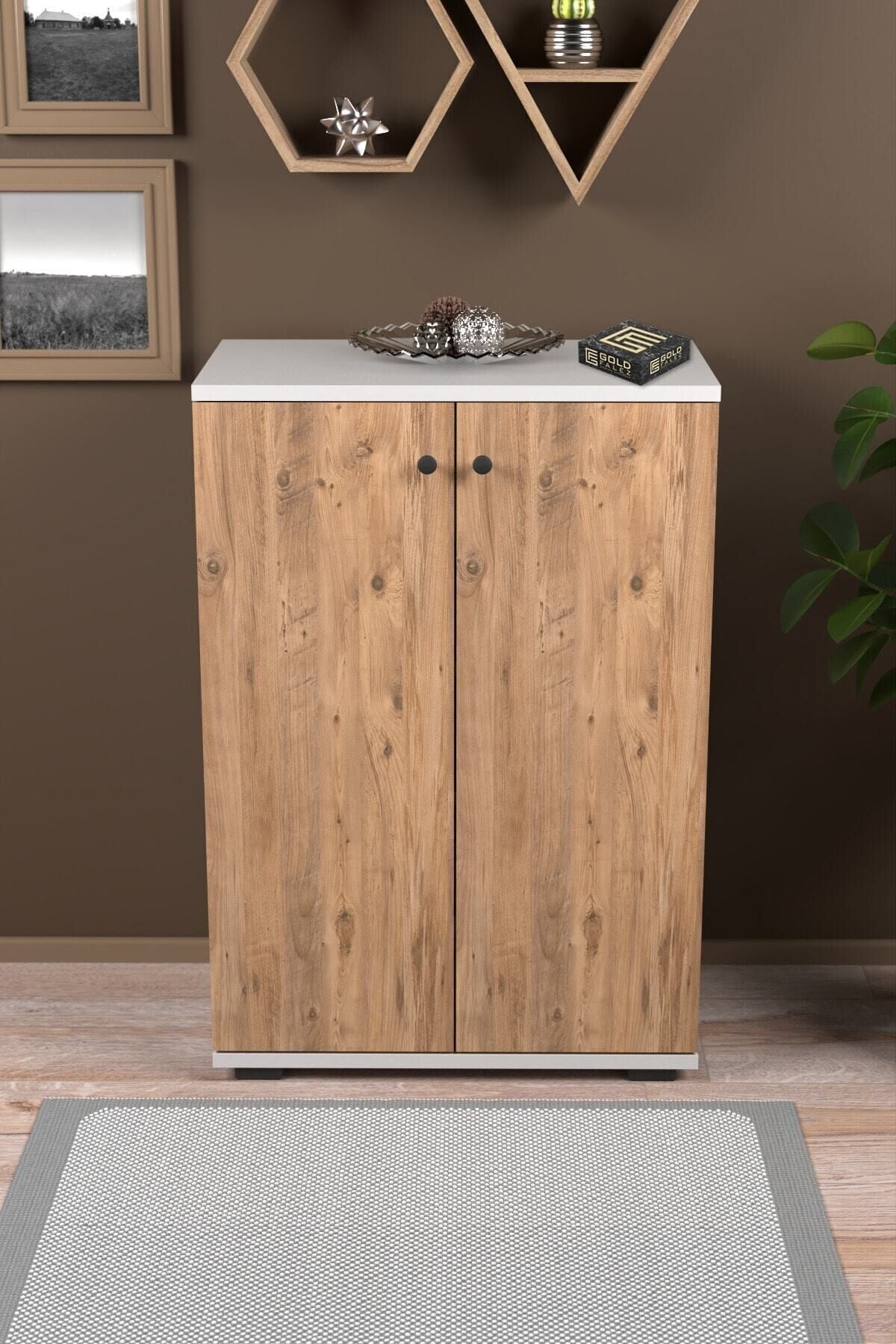 MD Door Shoe Cabinet Pine White 86 cm