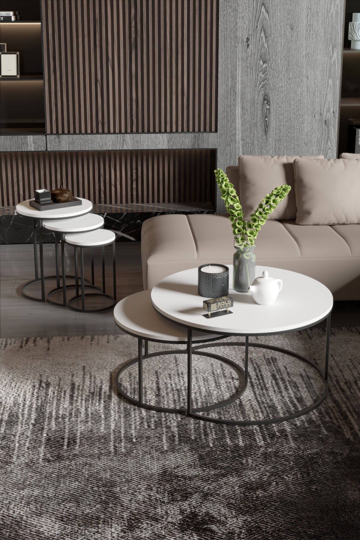 MD C Nesting Coffee Table Set White 5-piece